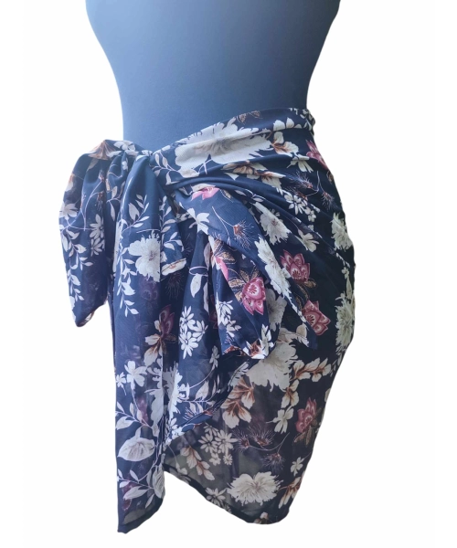 Wzorzysta spódnica plażowa chusta PAREO L/XL kolorowe kwiatki